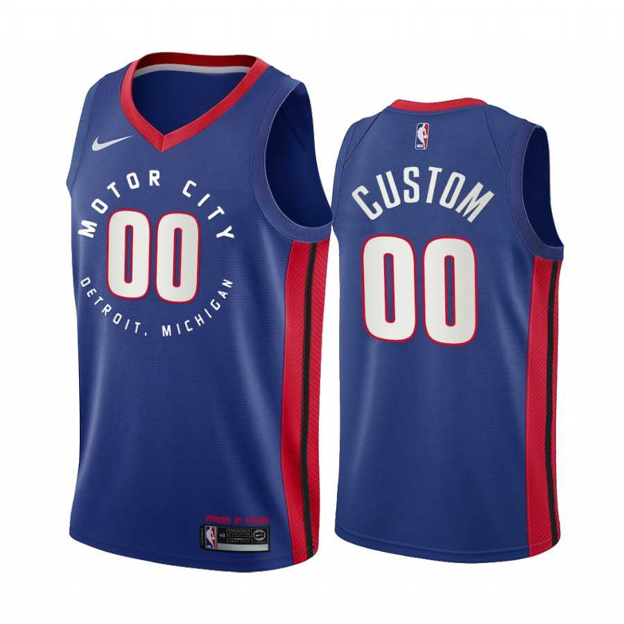 Men & Youth Customized Detroit Pistons Blue Nike Swingman 2020-21 City Edition Jersey
